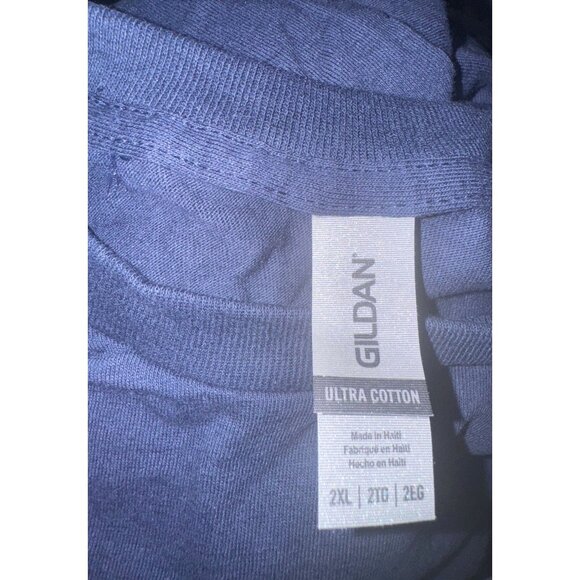 Gildan Ultra Cotton T-Shirt 2XL Navy Blue Short Sleeve Crew Neck - Picture 4 of 7